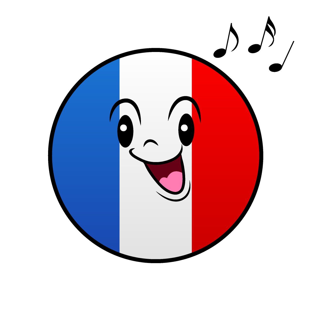 歌うフランス国旗（丸型）