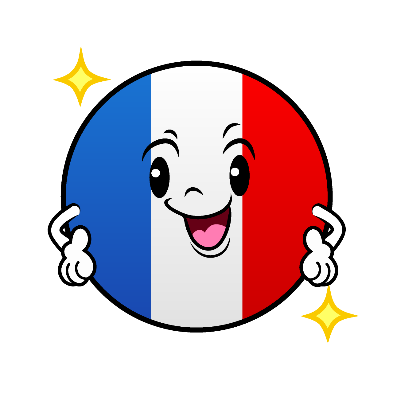自信満々なフランス国旗（丸型）