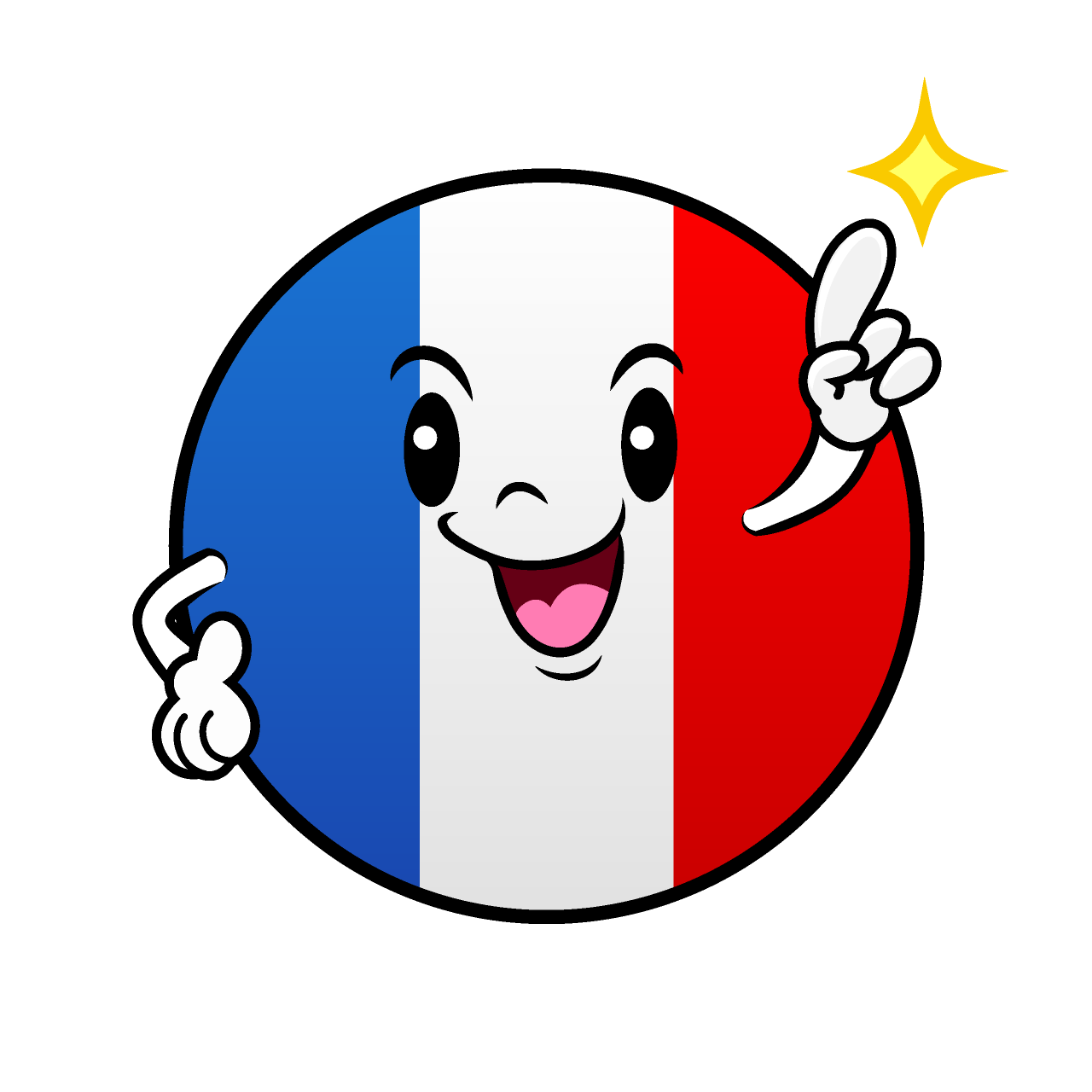指差しフランス国旗（丸型）