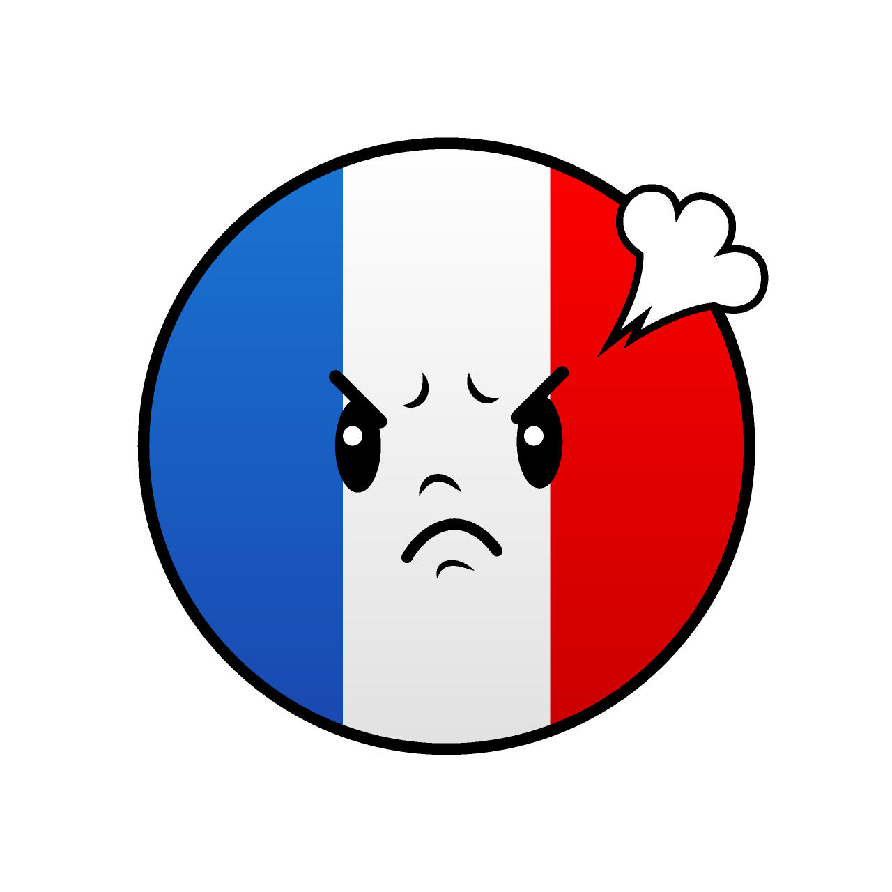 怒るフランス国旗（丸型）