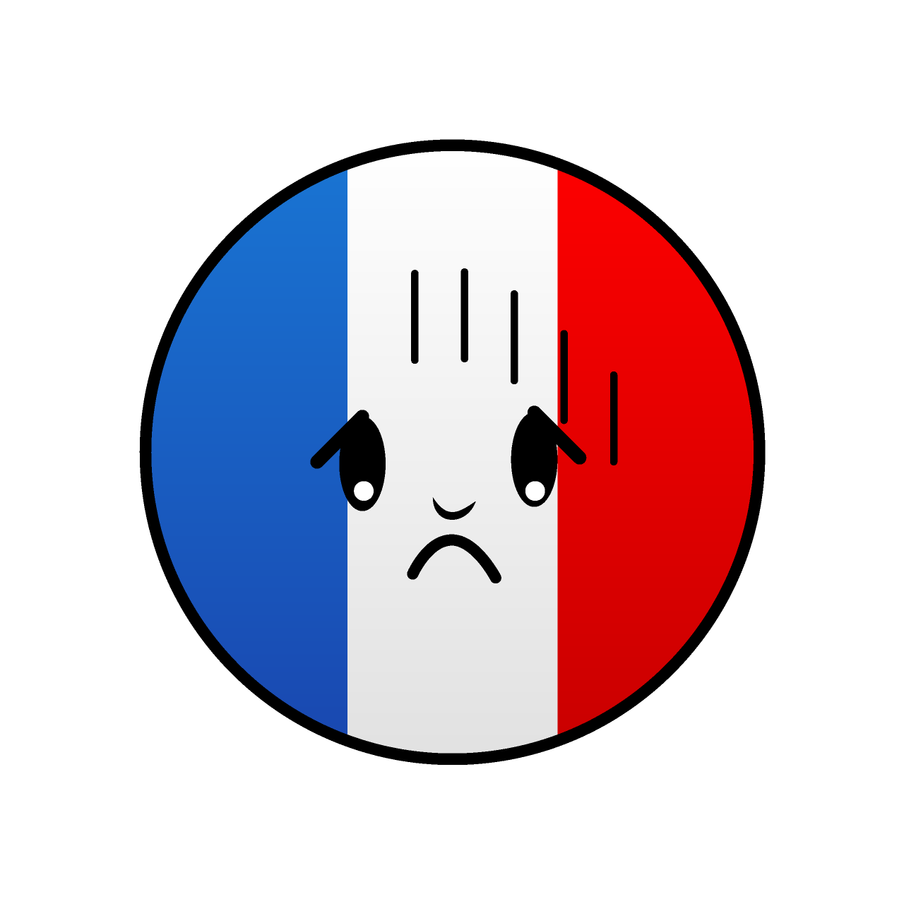 落ち込むフランス国旗（丸型）