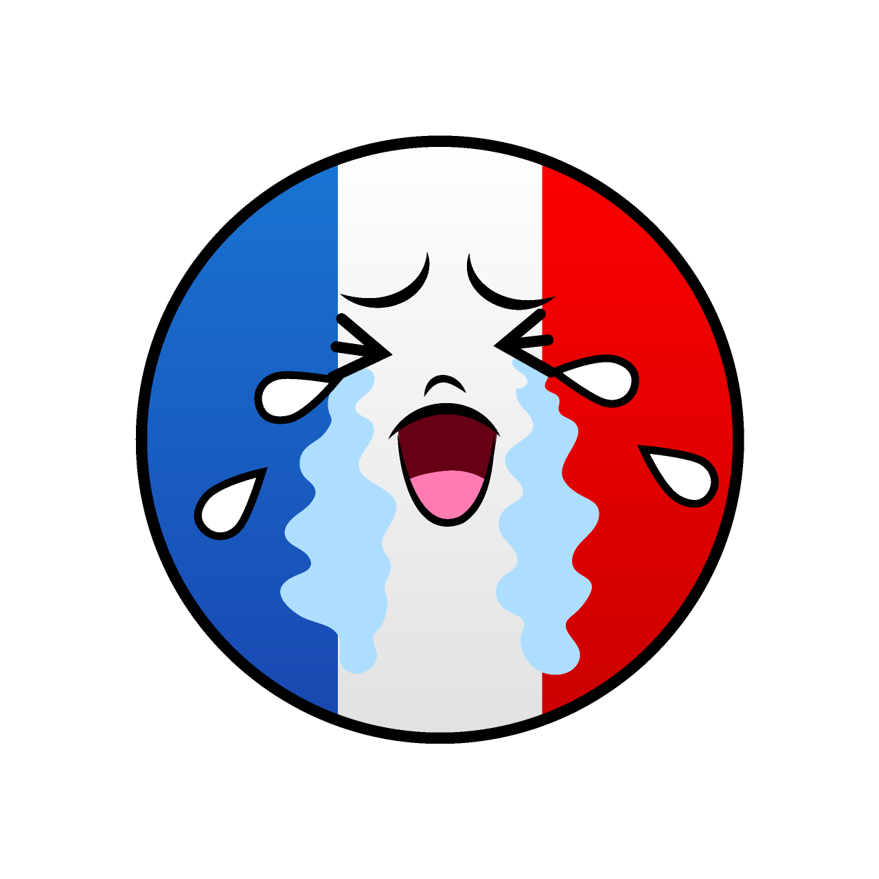 泣くフランス国旗（丸型）