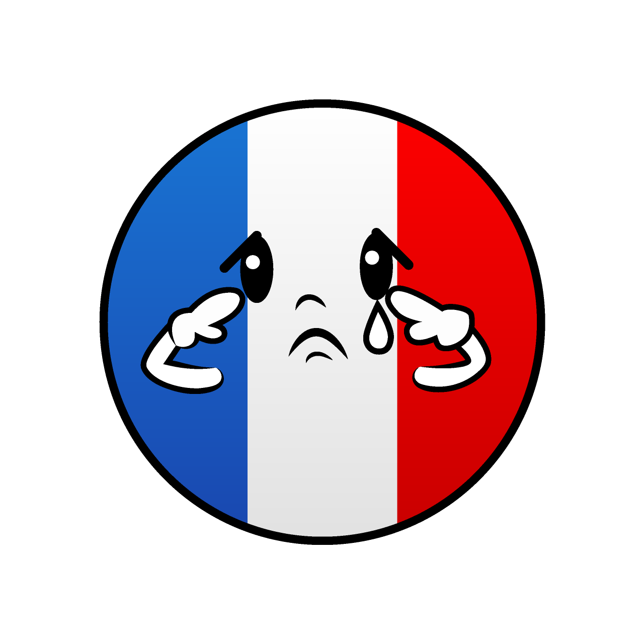 悲しいフランス国旗（丸型）