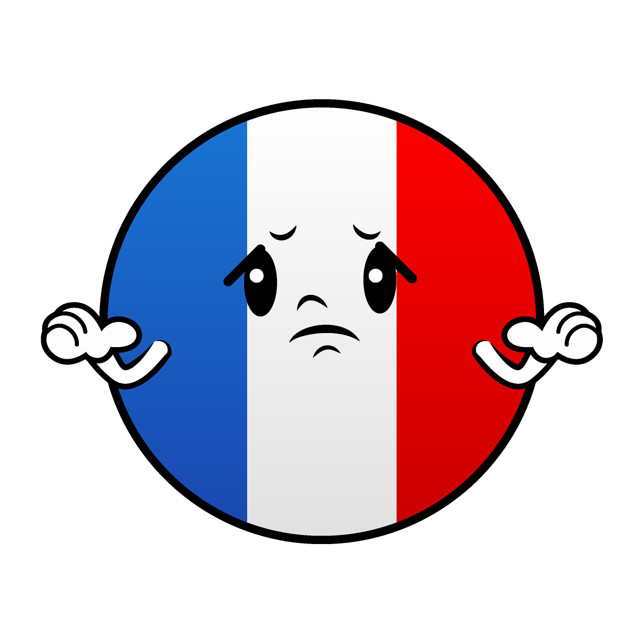 困るフランス国旗（丸型）