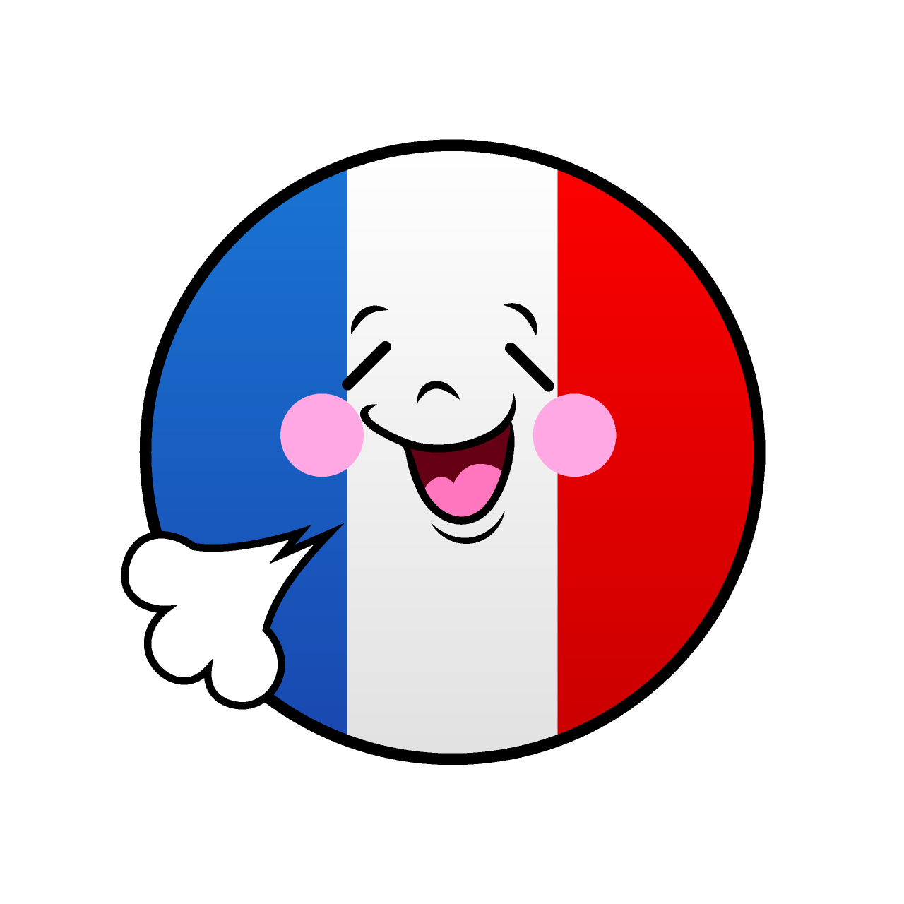 リラックスするフランス国旗（丸型）
