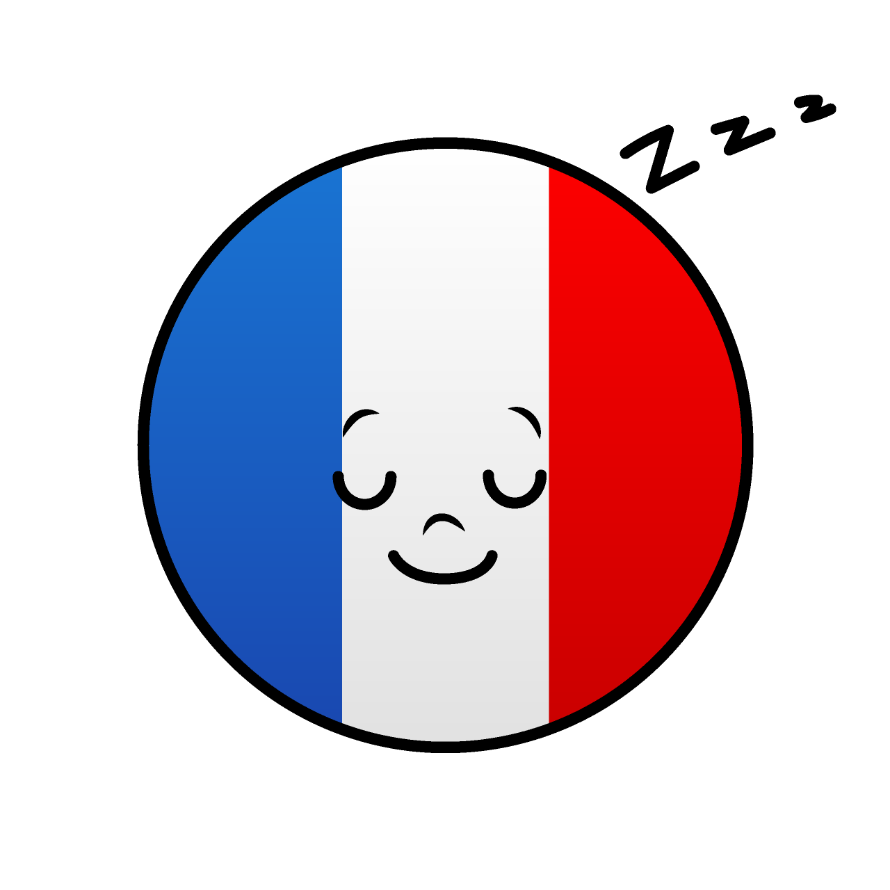 寝るフランス国旗（丸型）