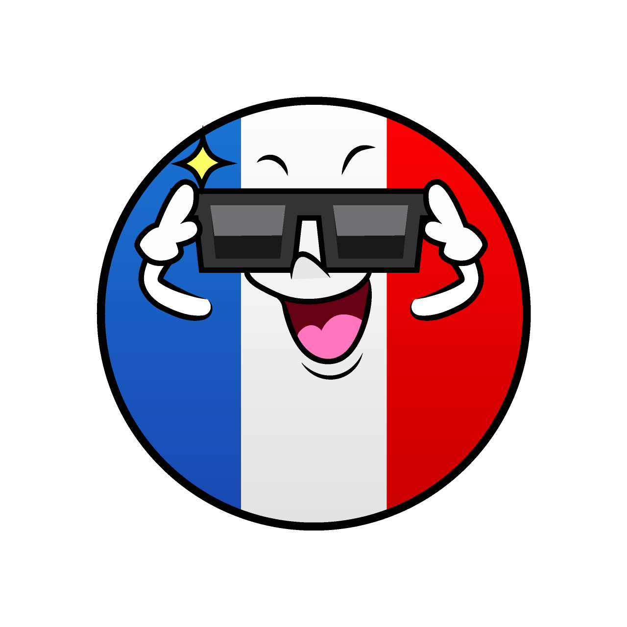 サングラスのフランス国旗（丸型）