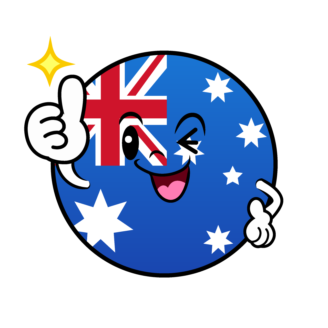 Thumbs-up Australian Flag (Round)