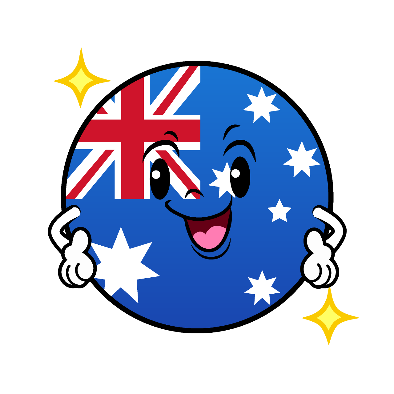 自信満々なオーストラリア国旗（丸型）