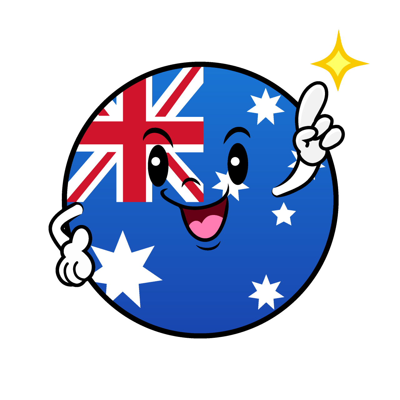 Pointing Australian Flag (Round)