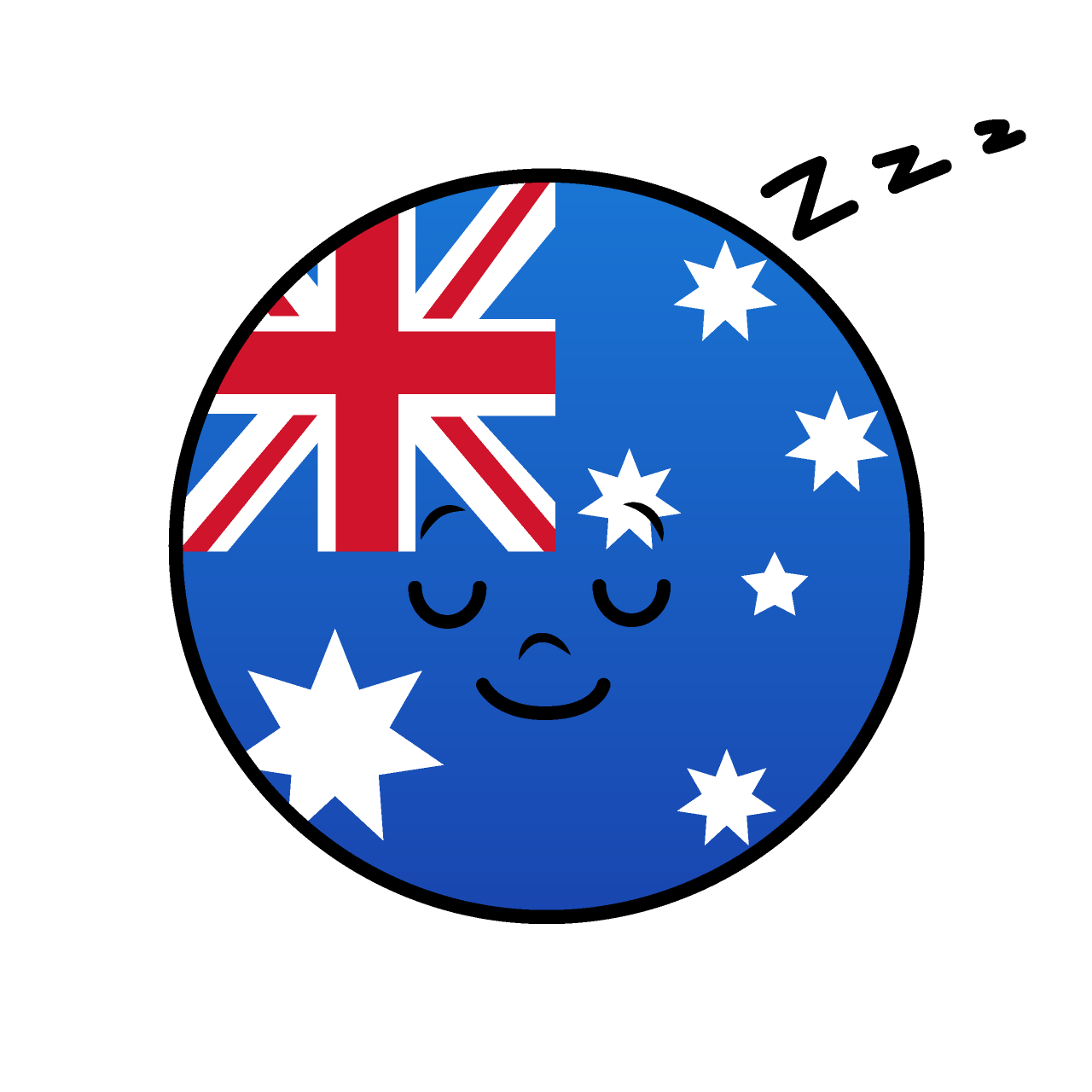 寝るオーストラリア国旗（丸型）
