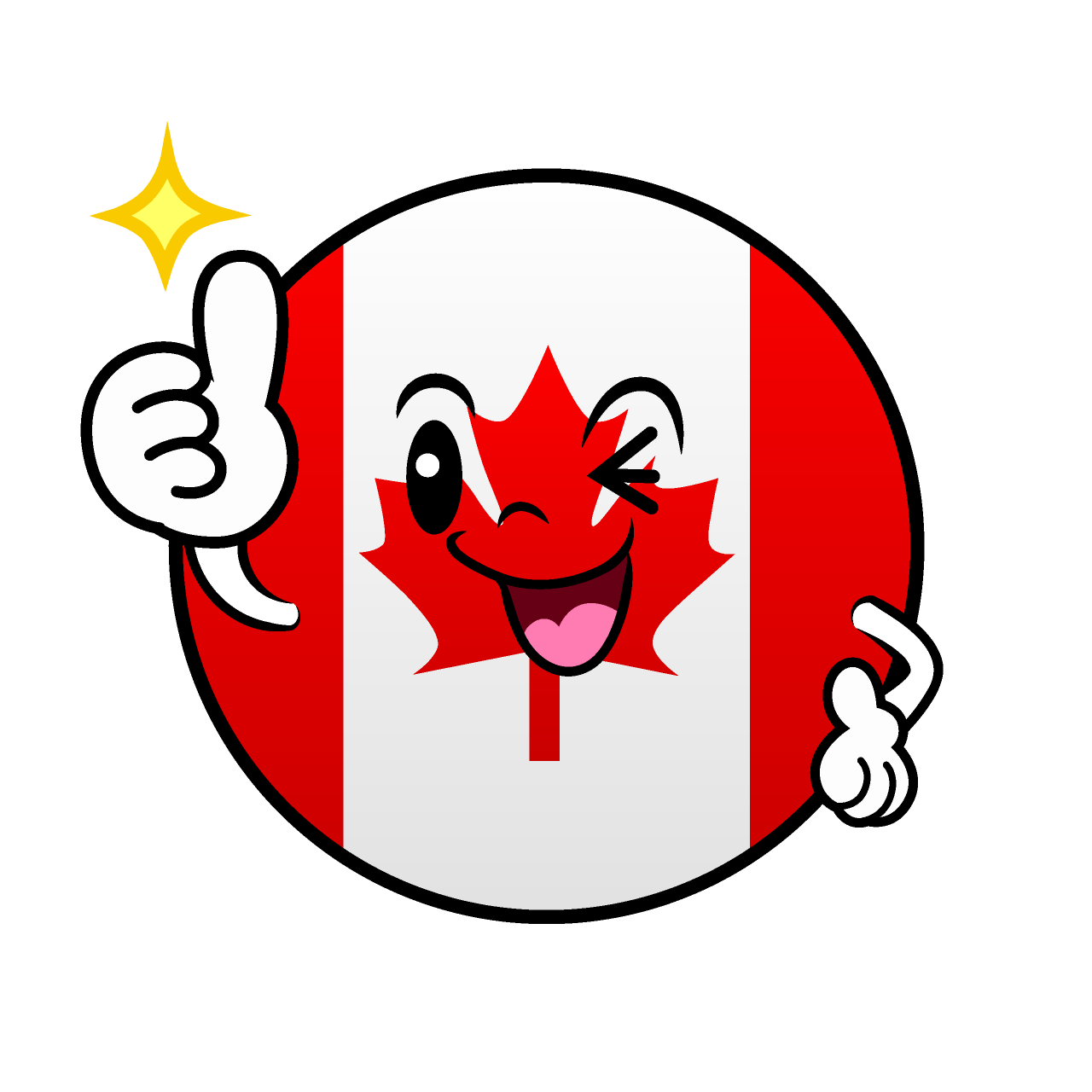 Thumbs-up Canadian Flag (Round)