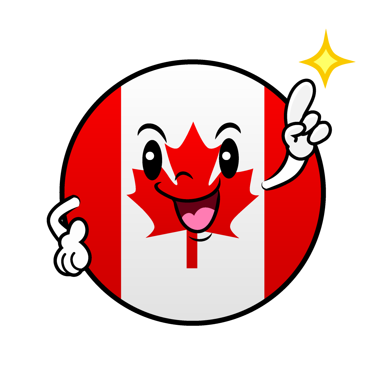 指差しカナダ国旗（丸型）