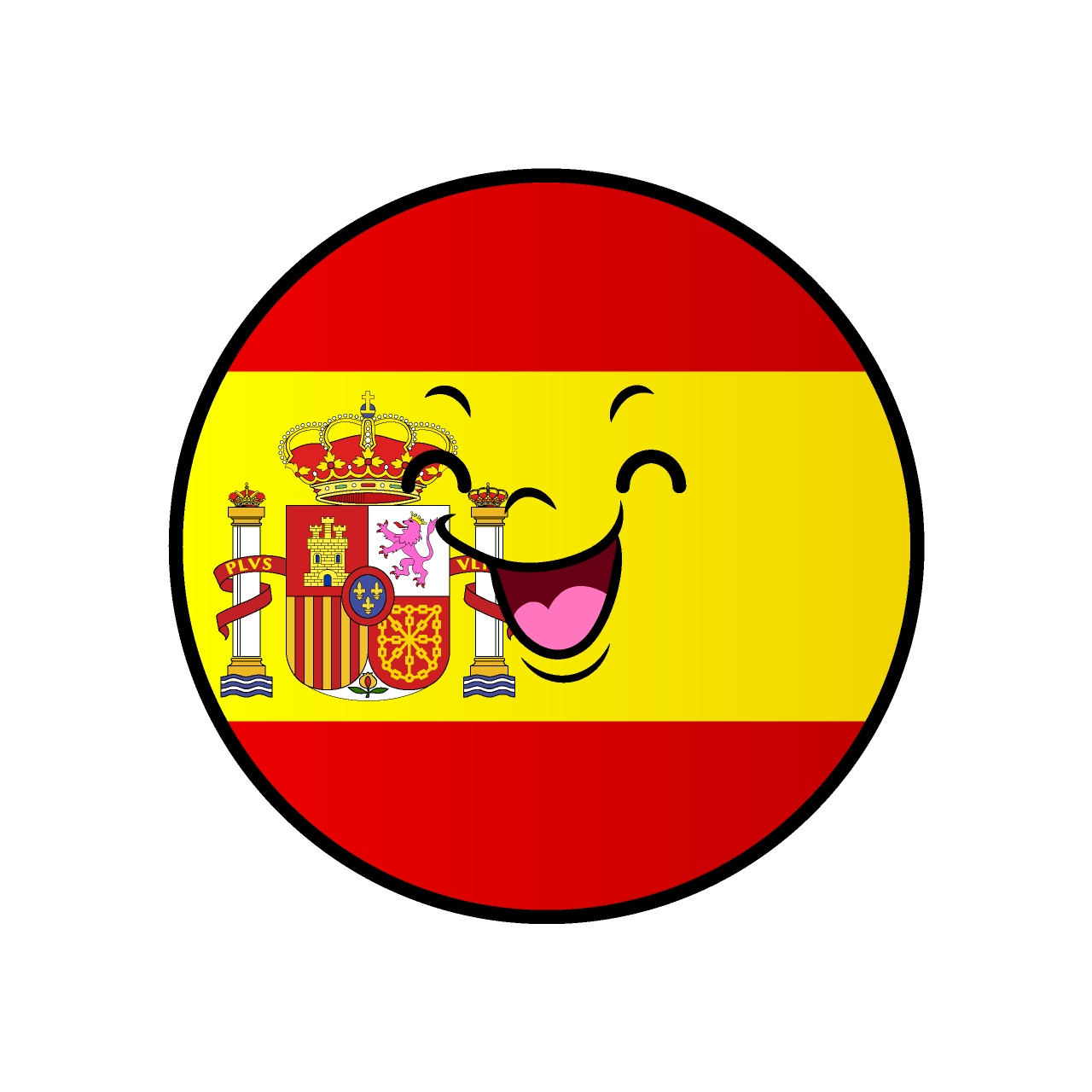 笑顔のスペイン国旗（丸型）