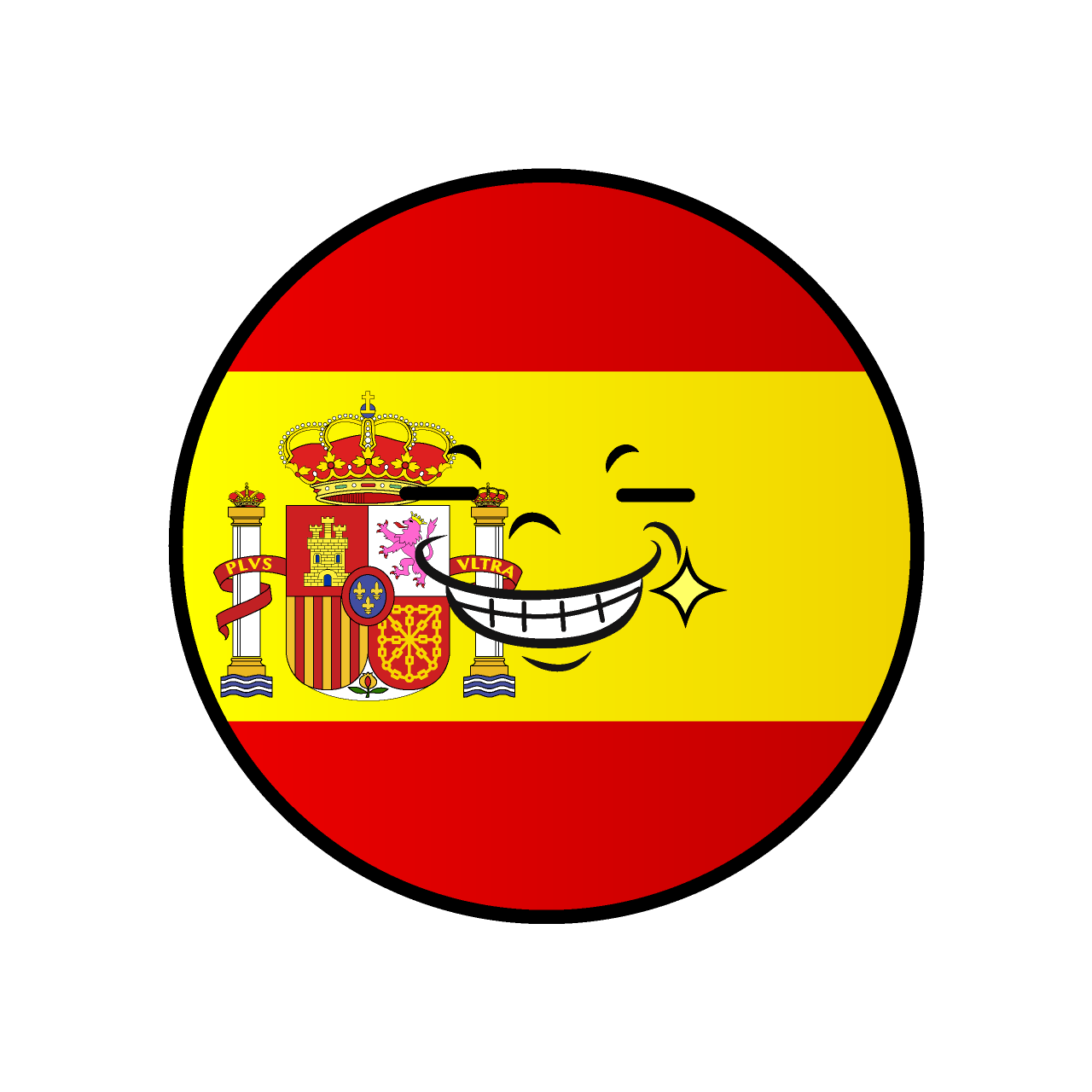 ニヤリと笑うスペイン国旗（丸型）