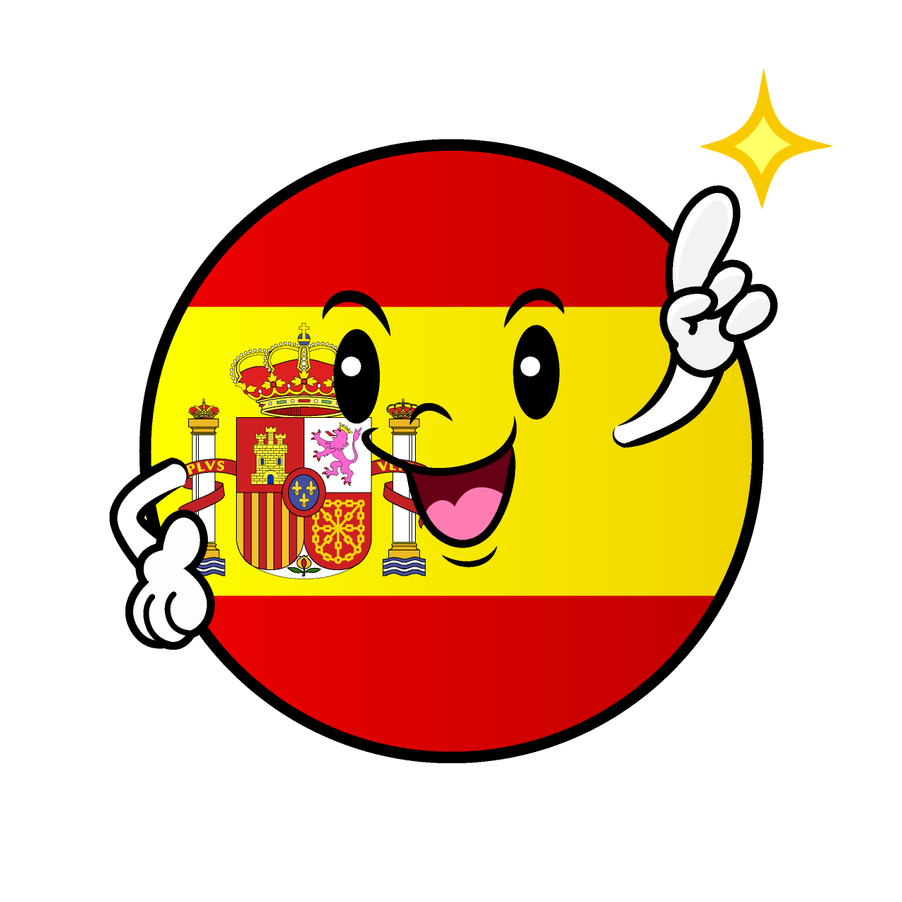指差しスペイン国旗（丸型）