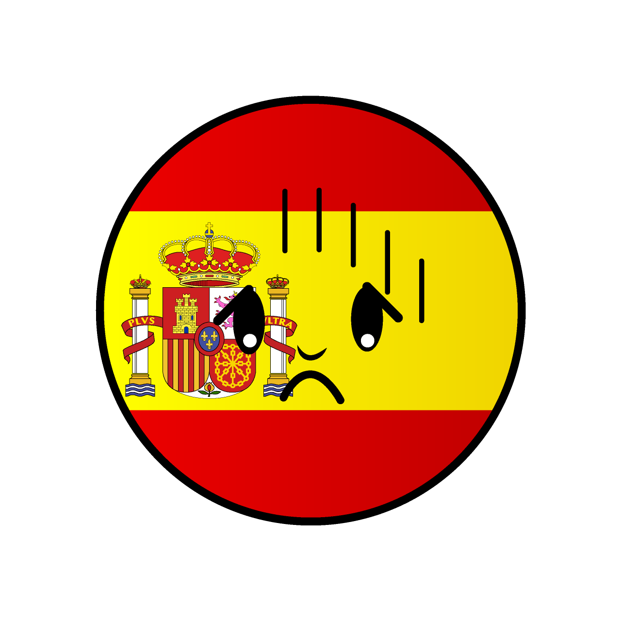 落ち込むスペイン国旗（丸型）