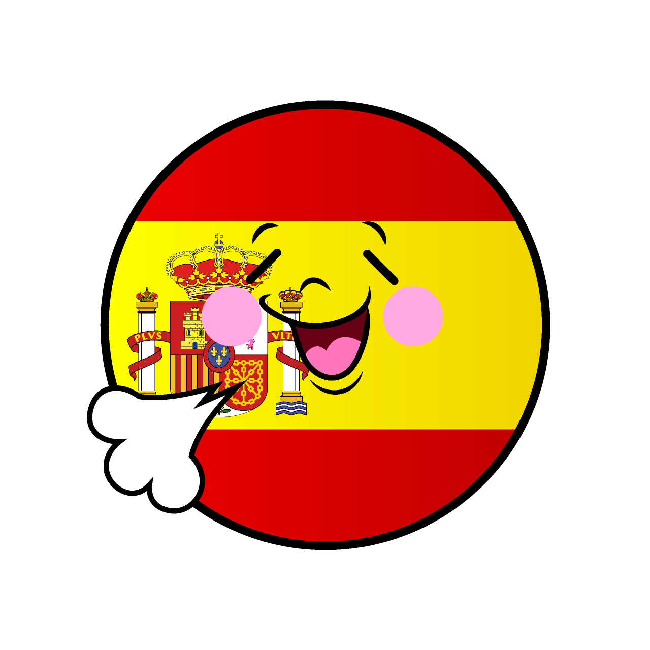 リラックスするスペイン国旗（丸型）