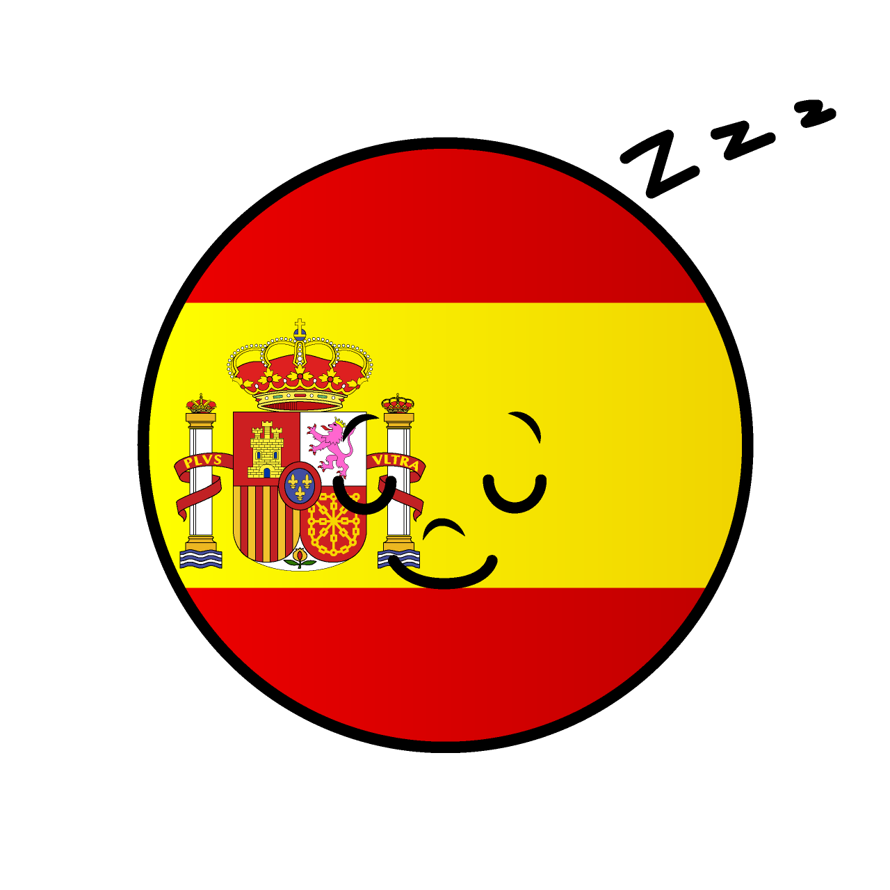 寝るスペイン国旗（丸型）