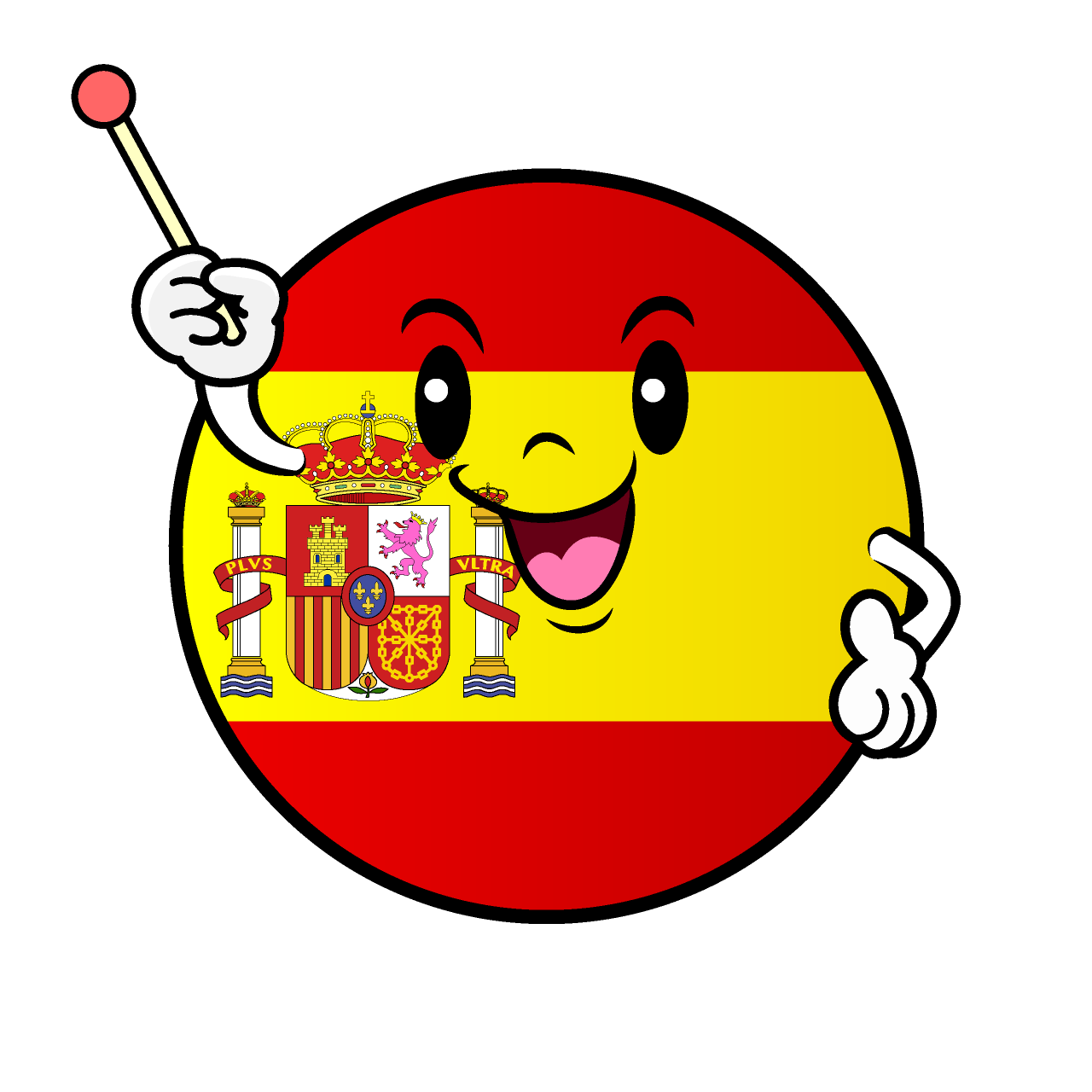 説明するスペイン国旗（丸型）