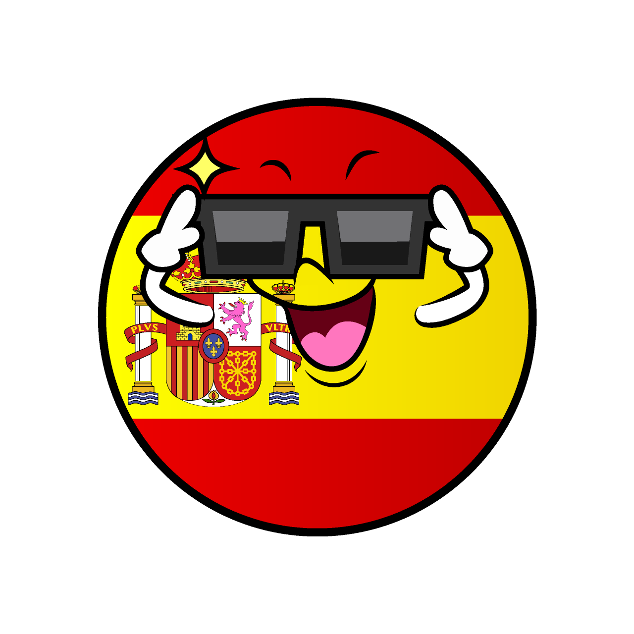 サングラスのスペイン国旗（丸型）