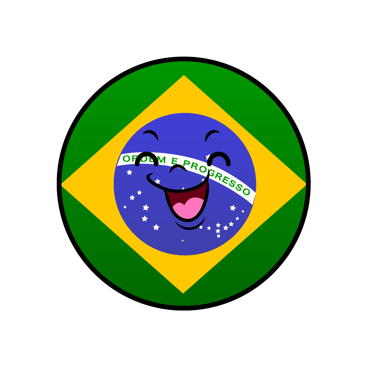 Smiling Brazilian Flag (Round)