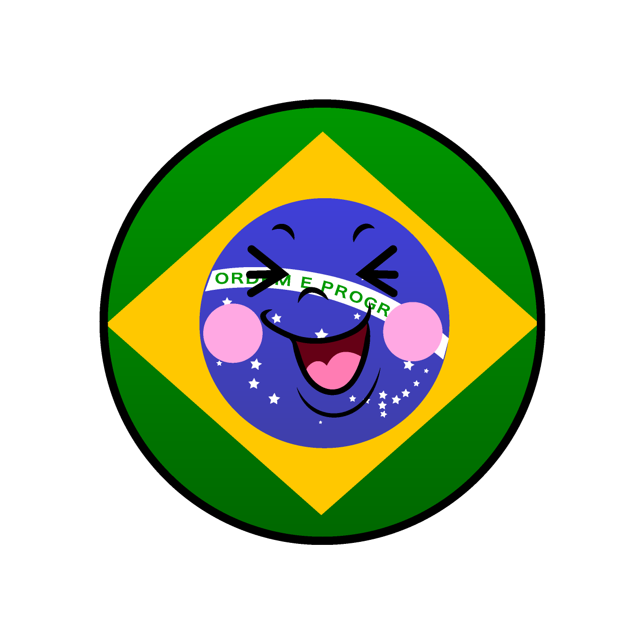 笑うブラジル国旗（丸型）