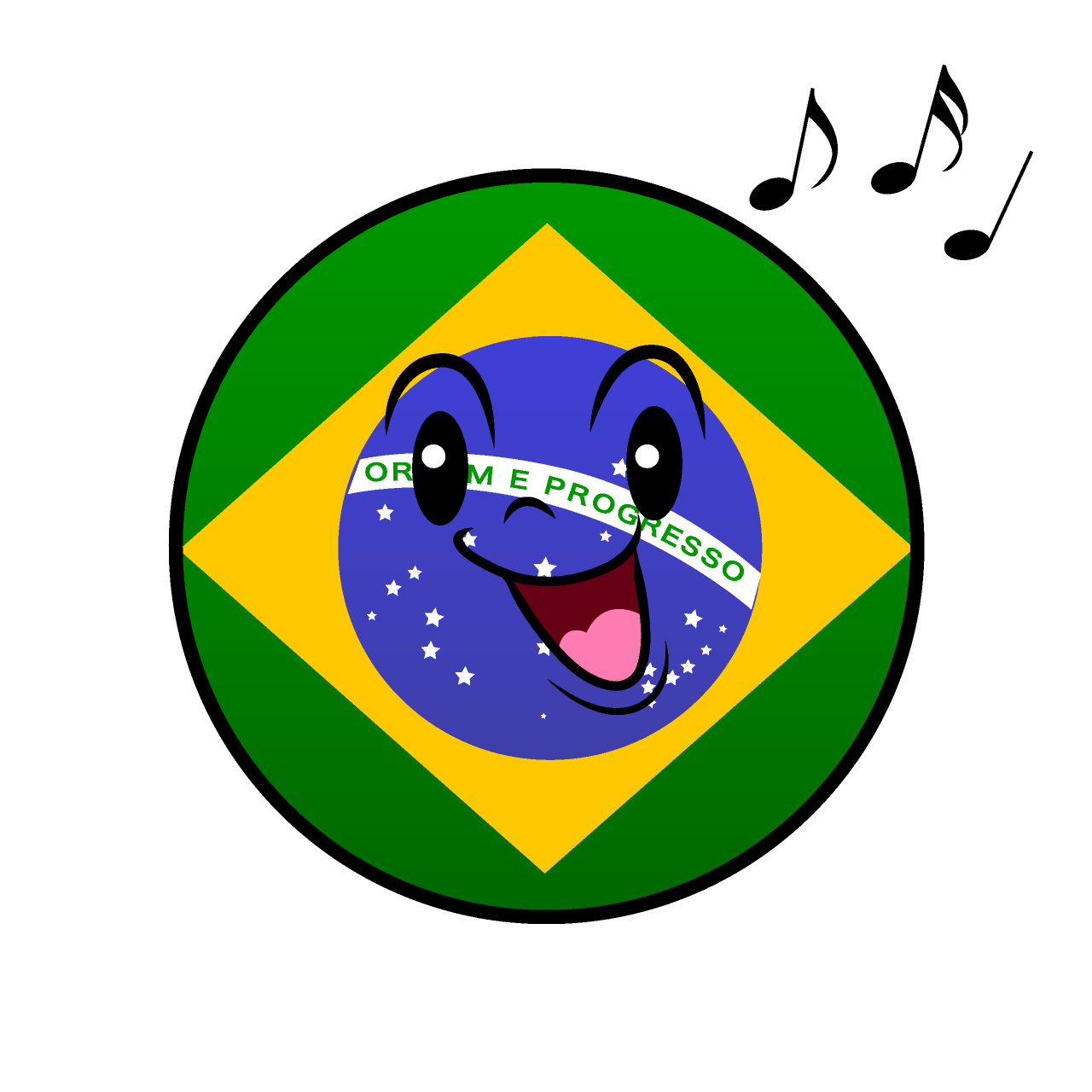Singing Brazilian Flag (Round)