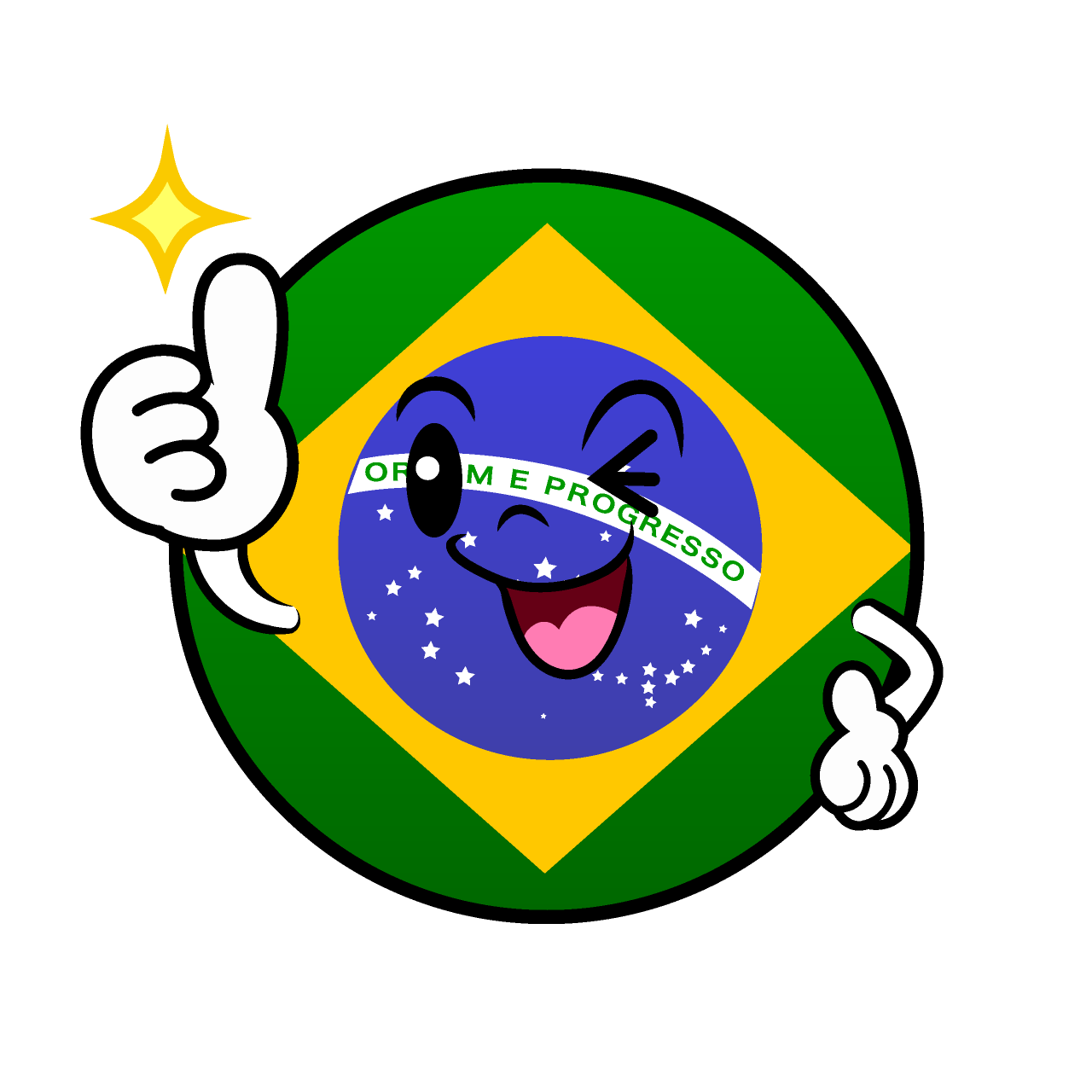 Thumbs-up Brazilian Flag (Round)