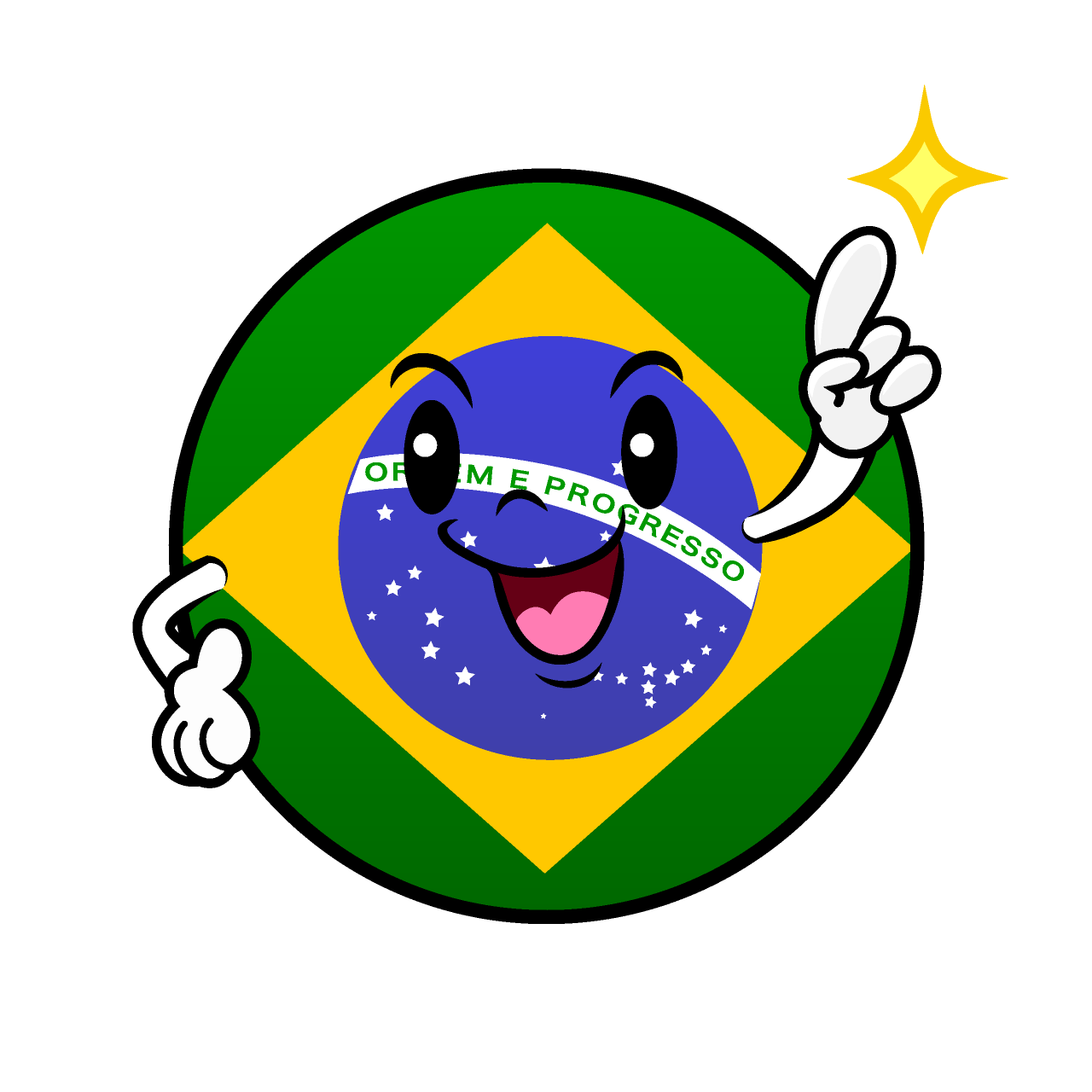 Pointing Brazilian Flag (Round)