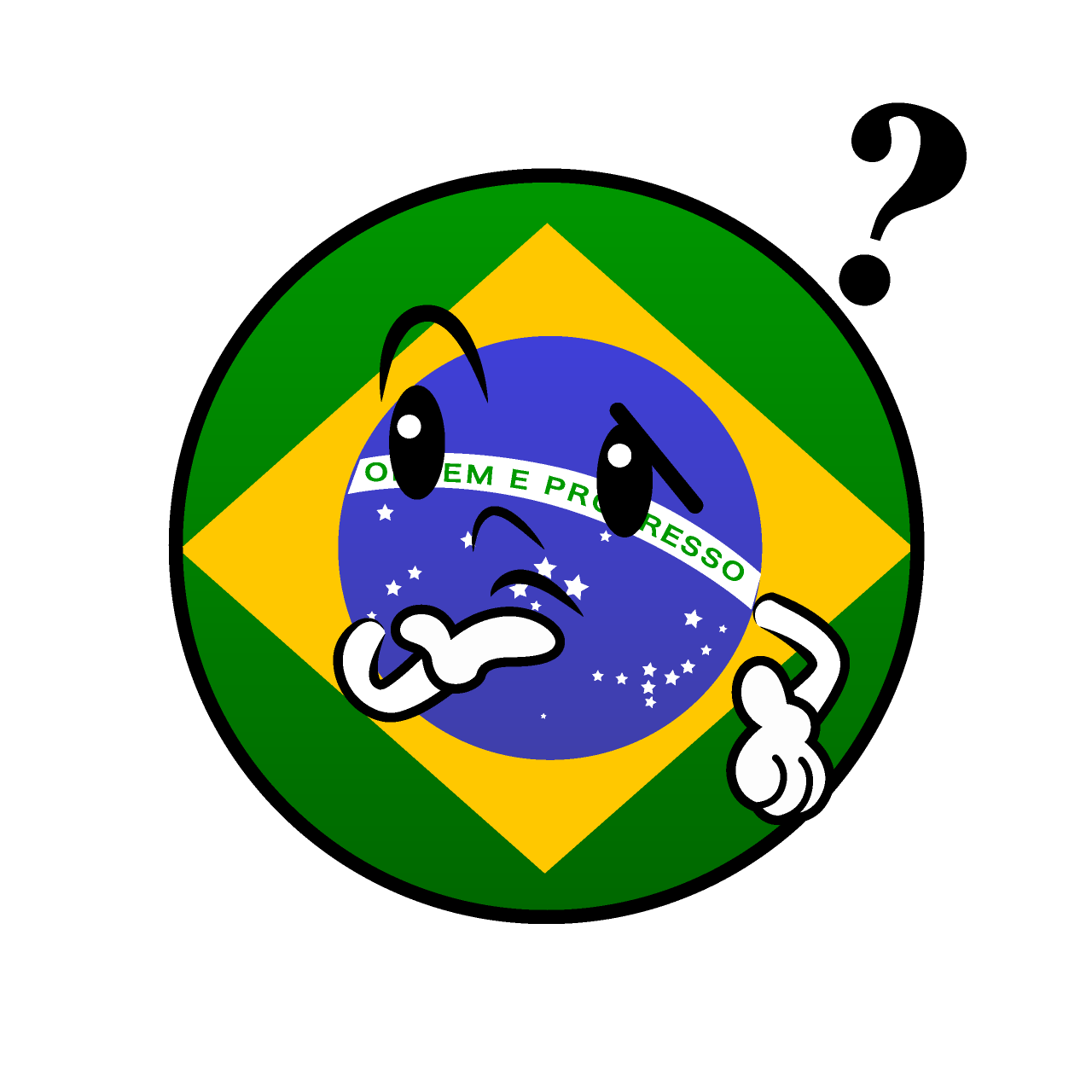Thinking Brazilian Flag (Round)