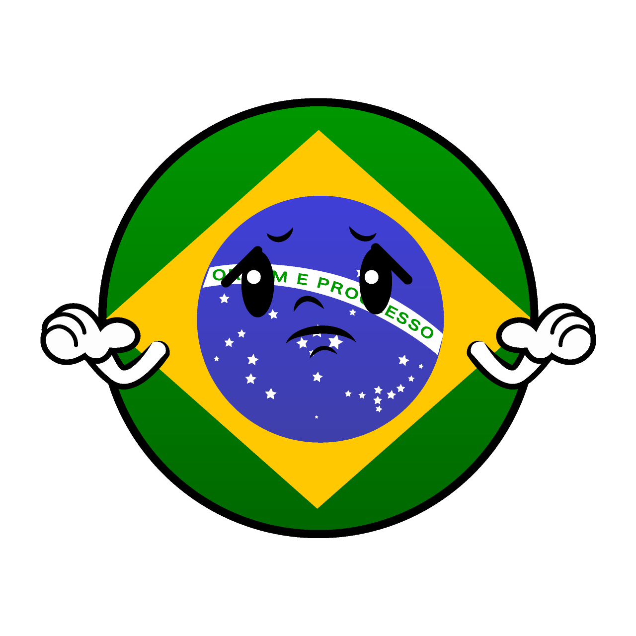 困るブラジル国旗（丸型）