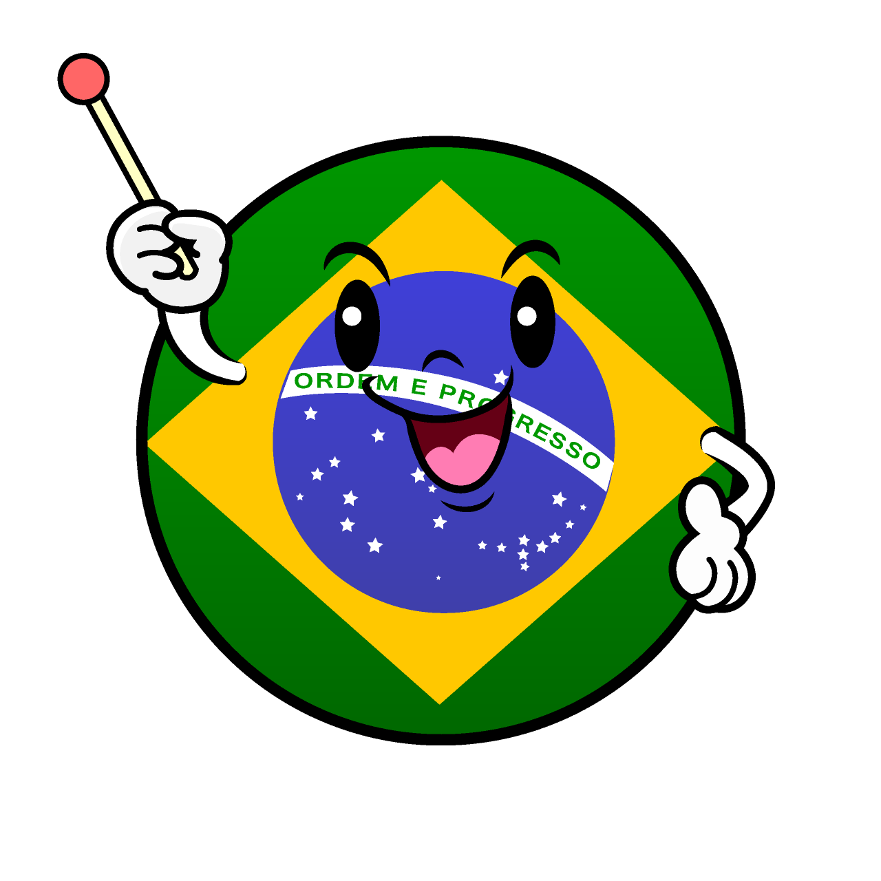 説明するブラジル国旗（丸型）