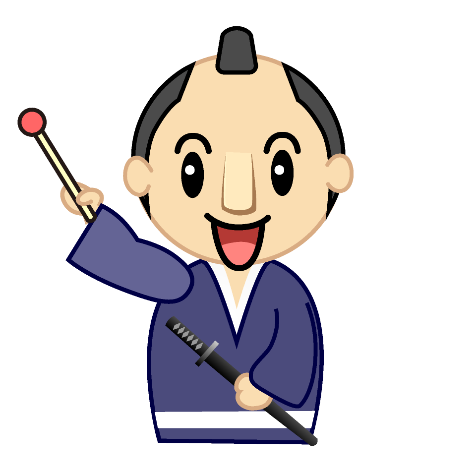 説明するお侍さん
