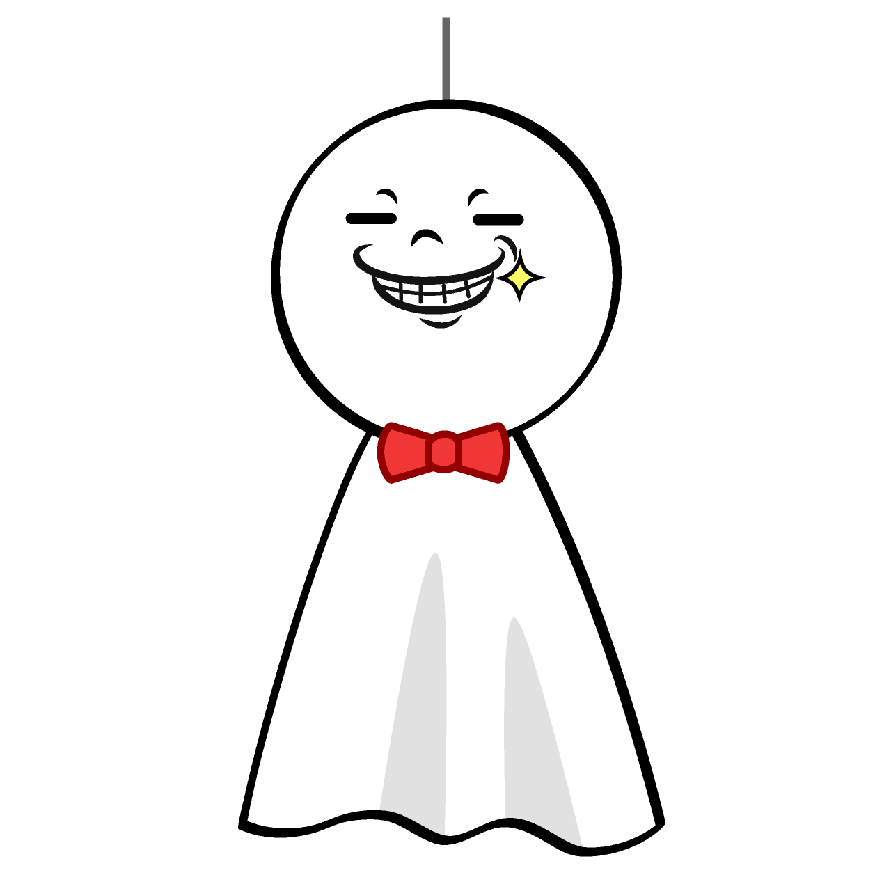 ニヤリと笑うてるてる坊主