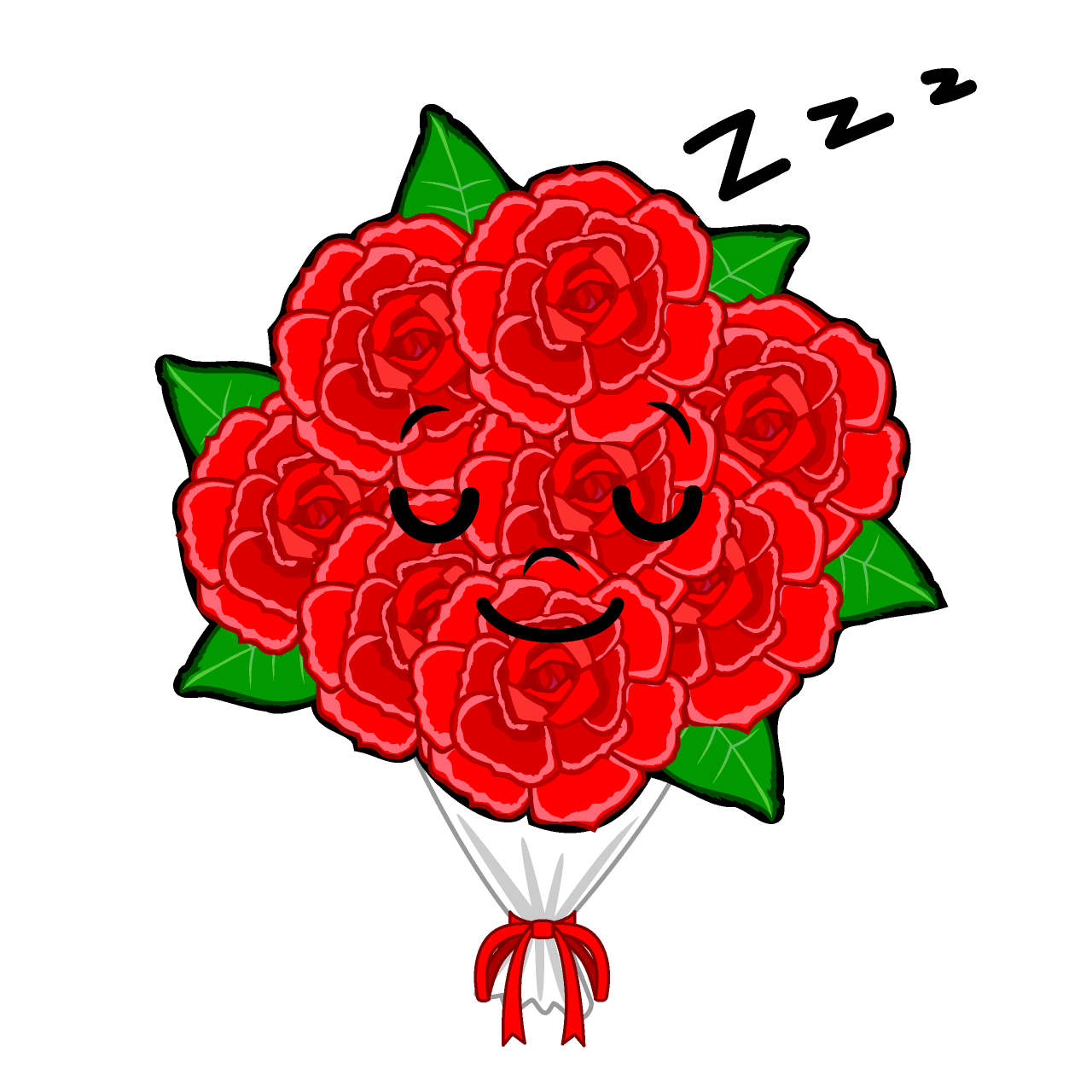 寝るバラ花束
