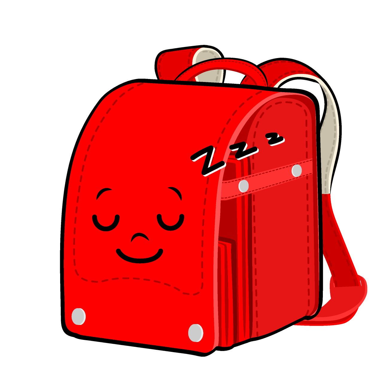 寝る赤ランドセル
