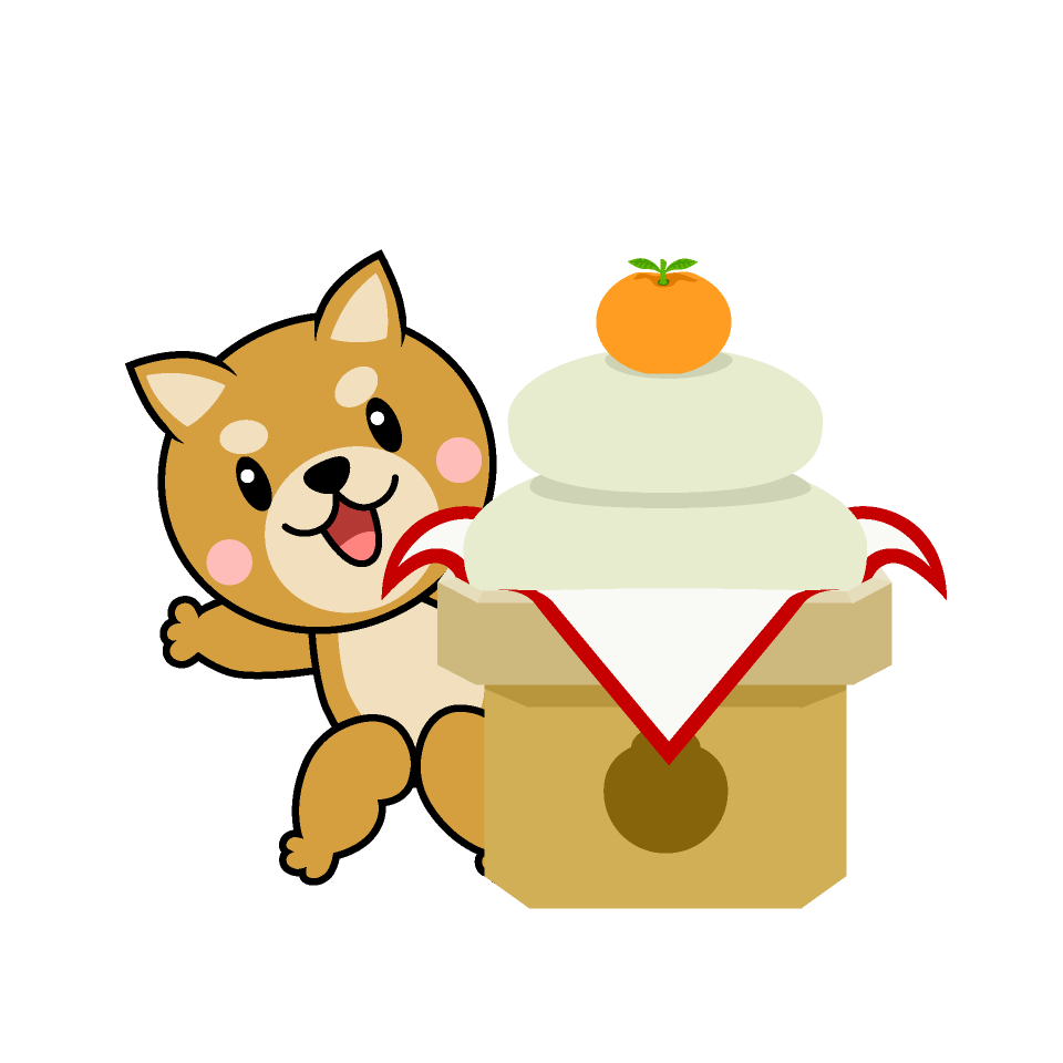 鏡餅と犬
