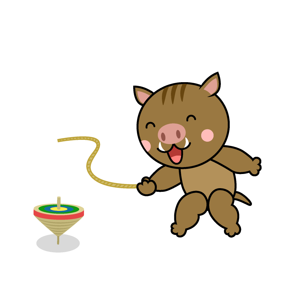 Boar Spinning a Top