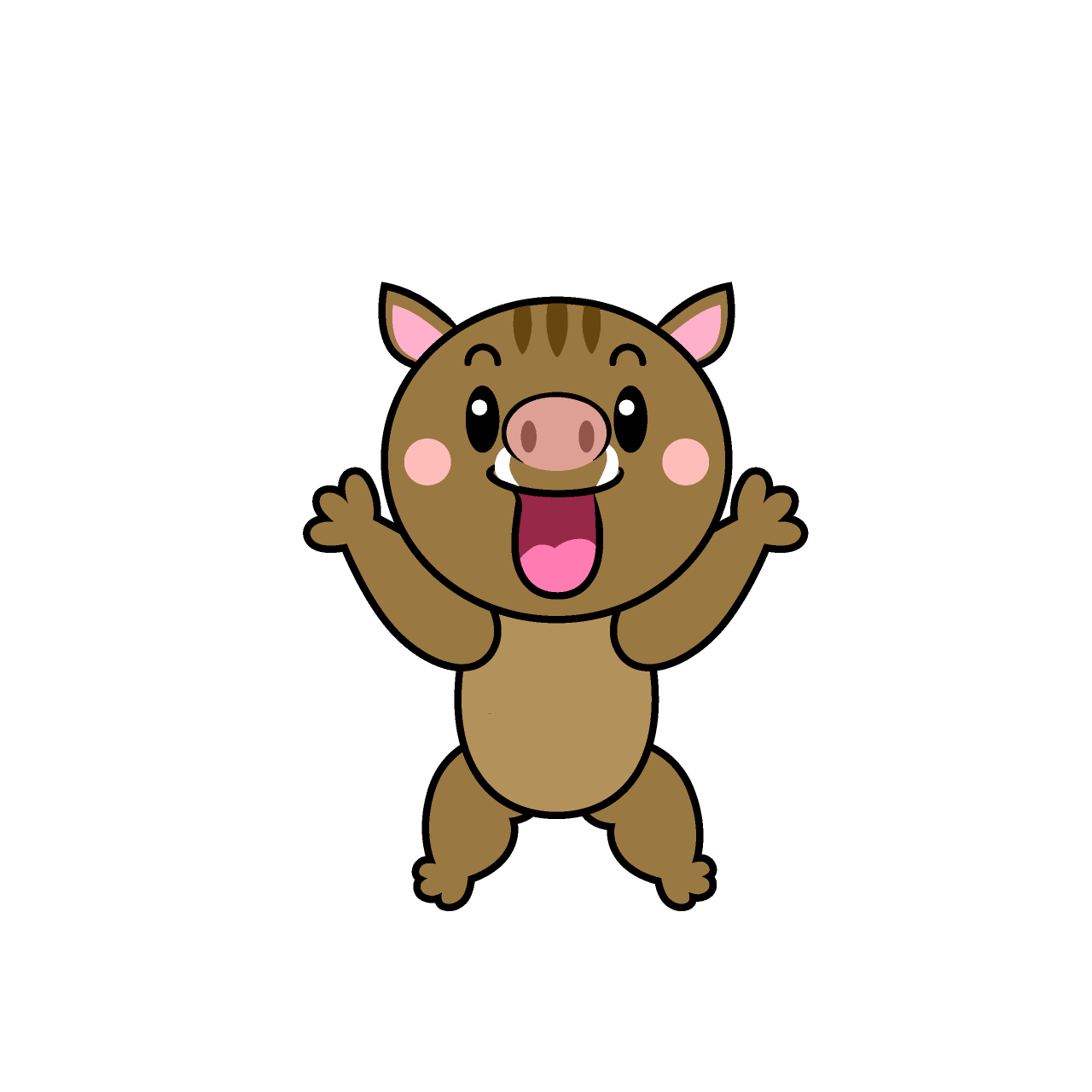 驚くイノシシ