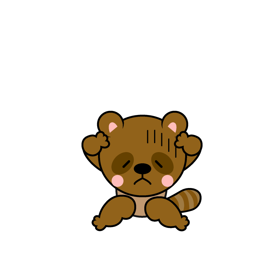 落ち込むタヌキ