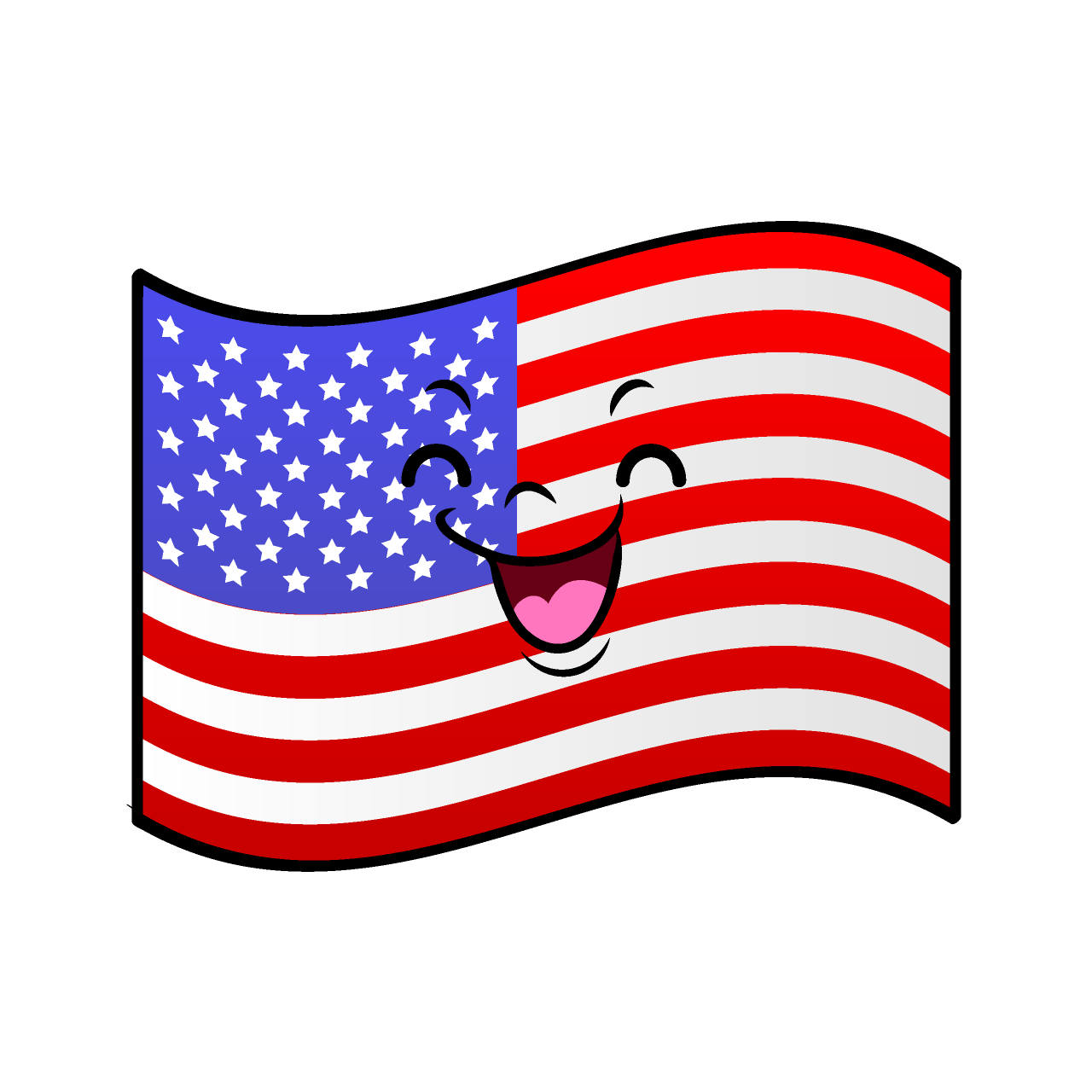 笑顔のアメリカ国旗