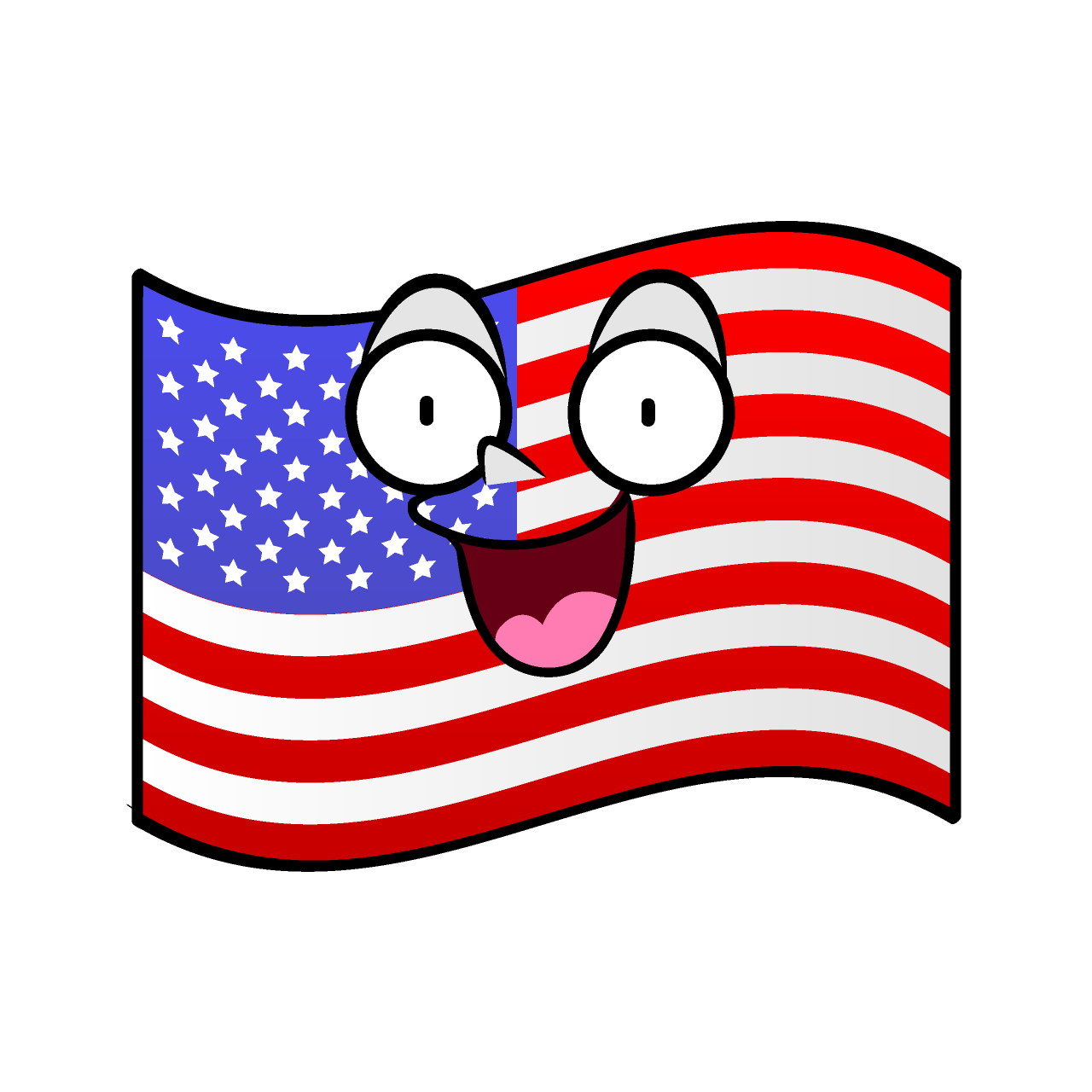 驚くアメリカ国旗