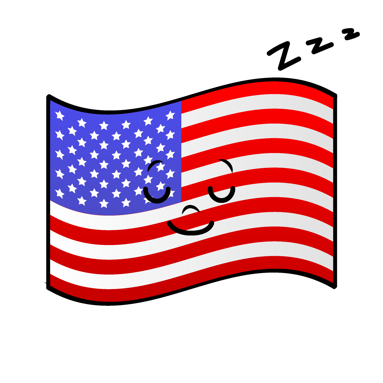 寝るアメリカ国旗