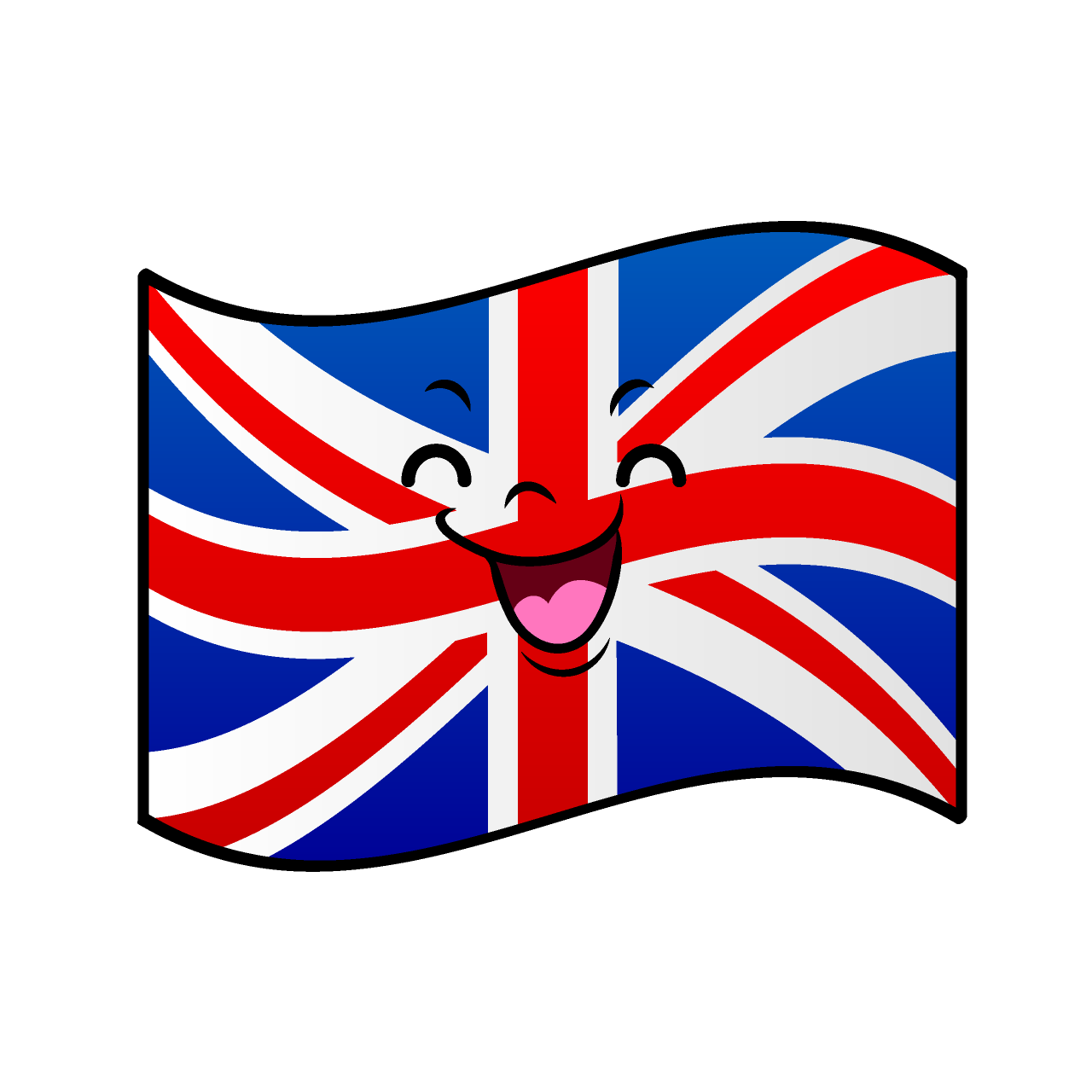 笑顔のイギリス国旗
