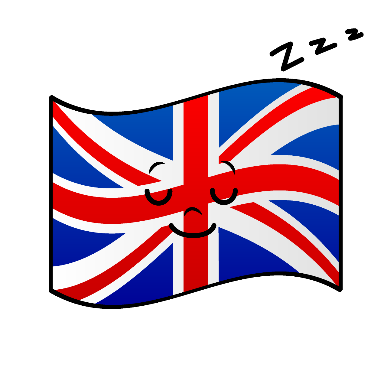 寝るイギリス国旗