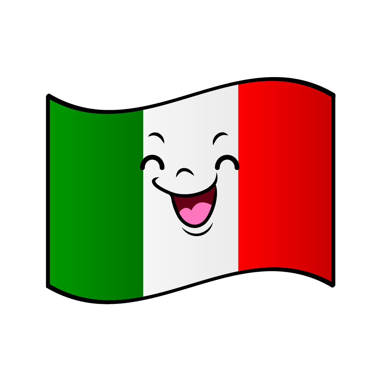 笑顔のイタリア国旗