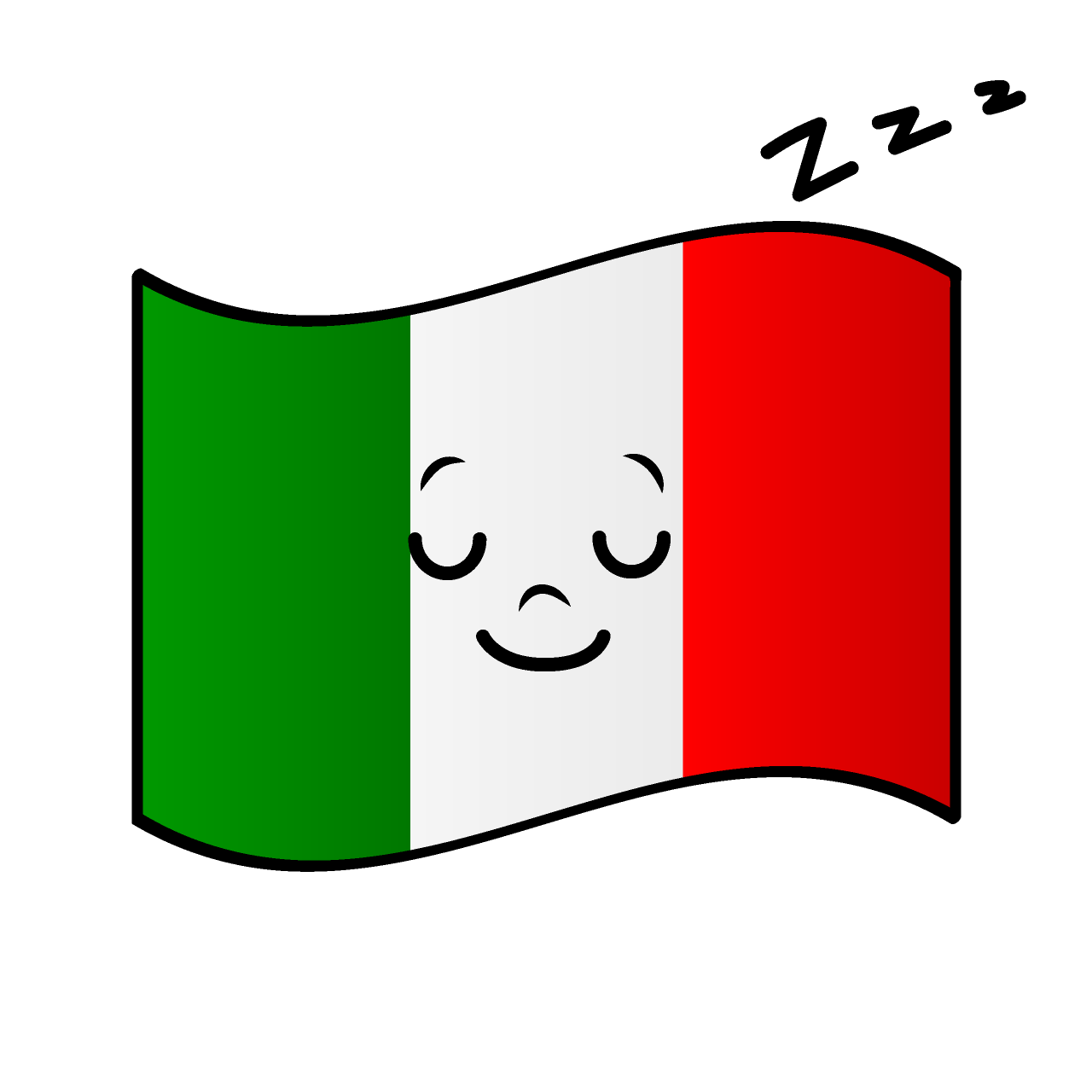 寝るイタリア国旗