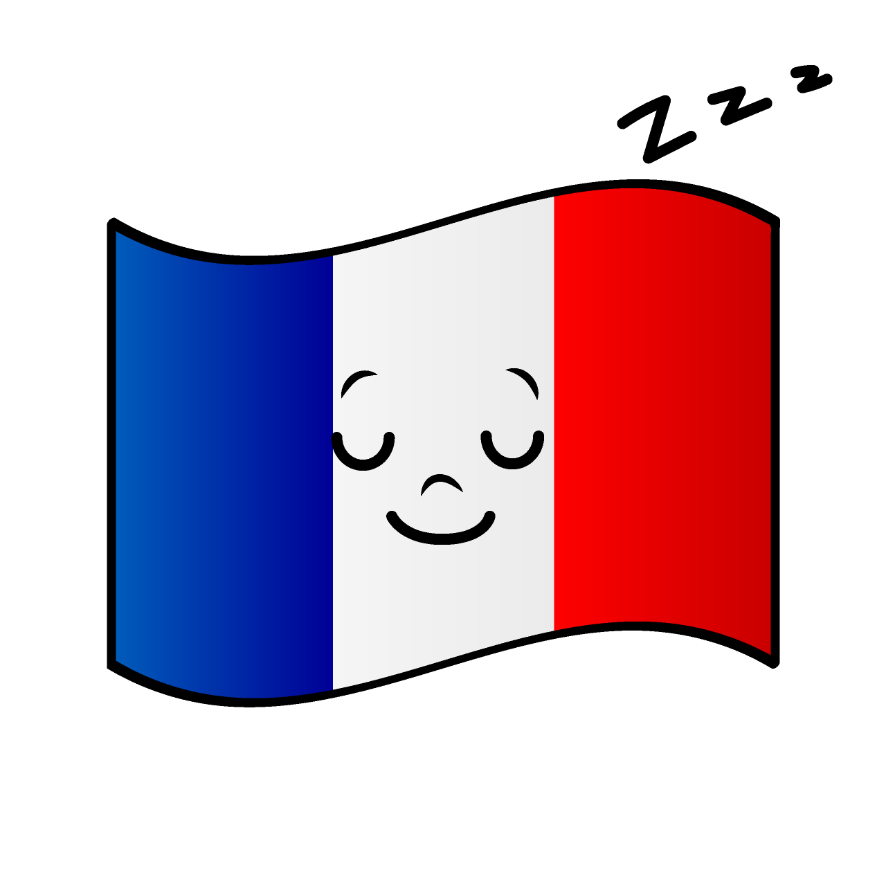 寝るフランス国旗