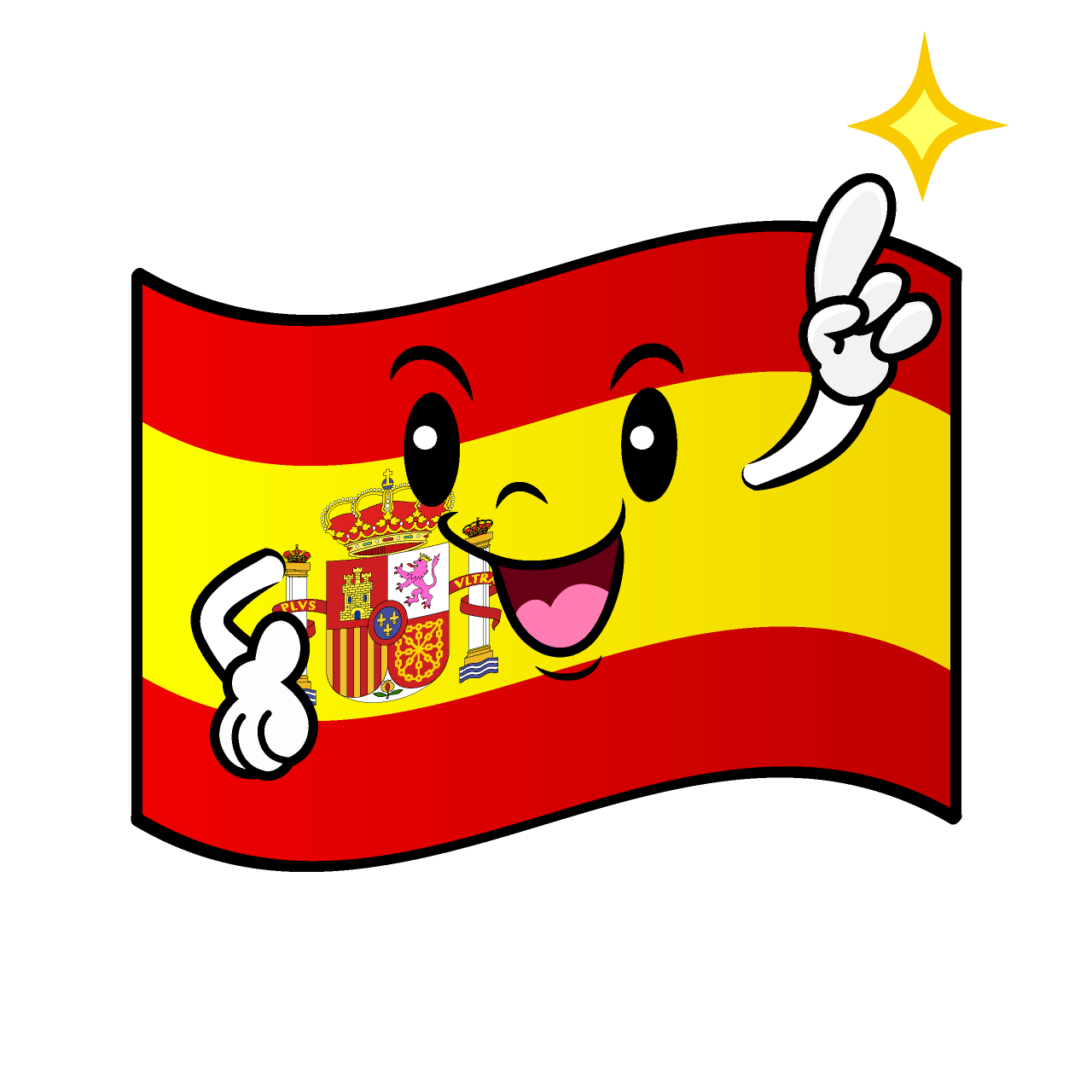 指差すスペイン国旗